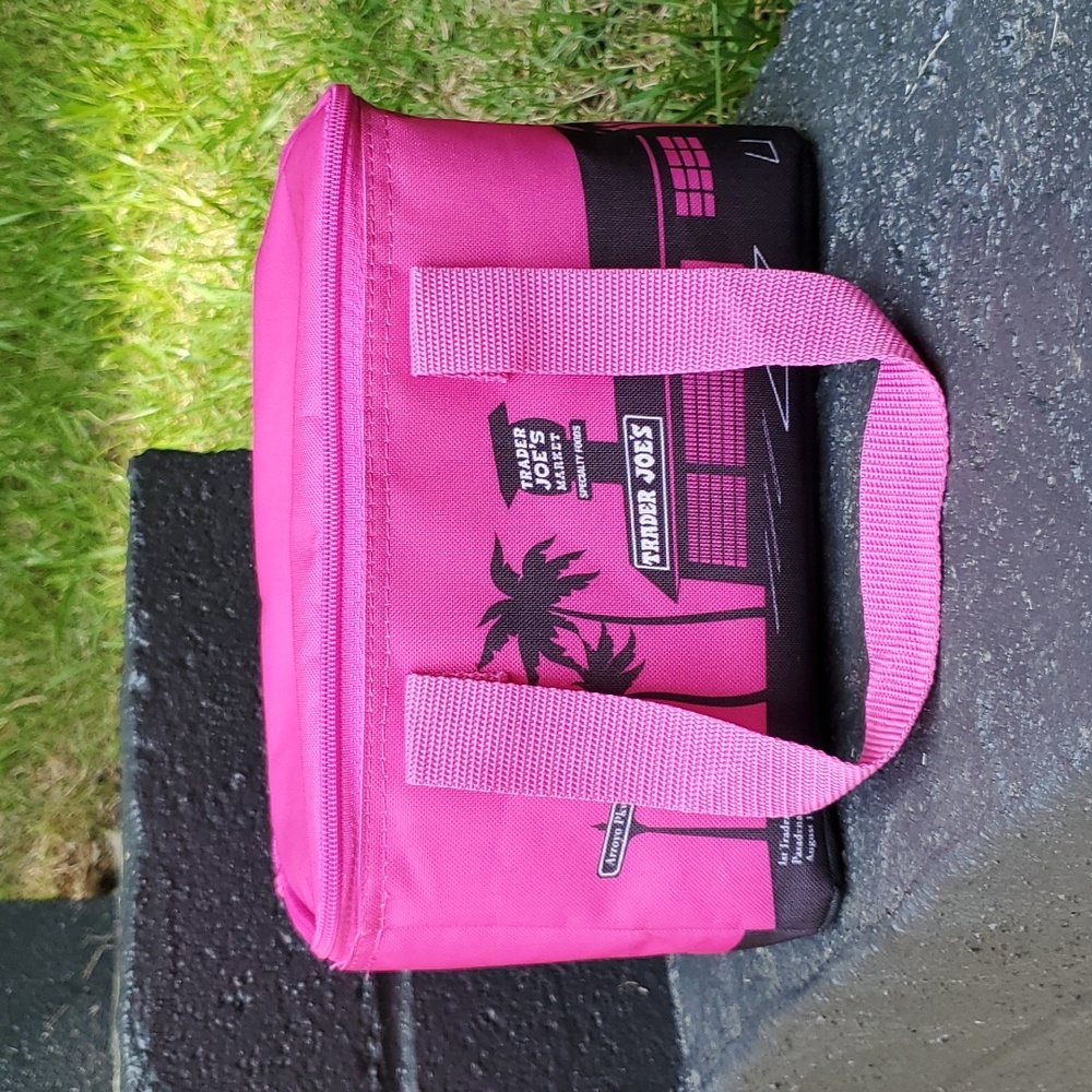 Mini insulated trader joes bag hot pink